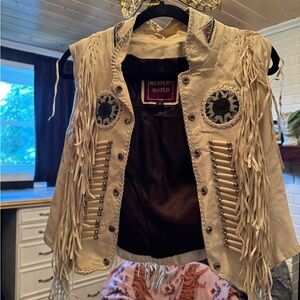 Beige Fringe Vest